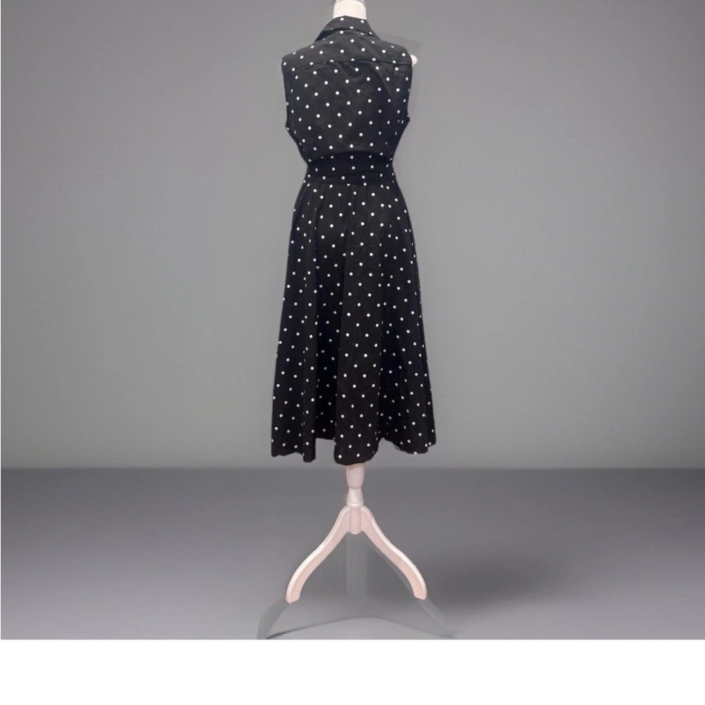 SOLD- Tommy Hilfiger 100% Cotton Black and White Polka Dot Midi Dress - Picture 7 of 9